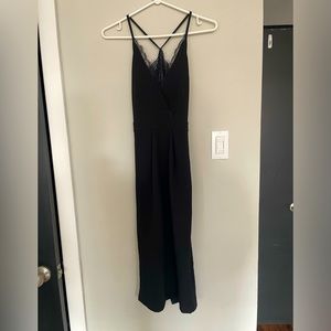 Lace Backless Midi Crepe Dress